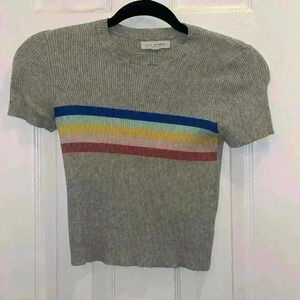 LA hearts striped short sleeve sweater